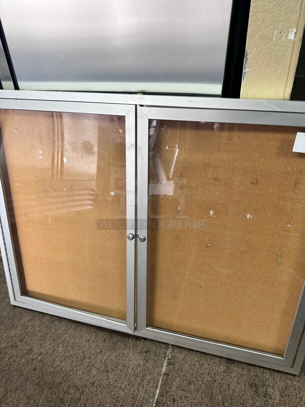 Clean Enclosed Cork Board with Aluminum Frame - Image 5 of 6