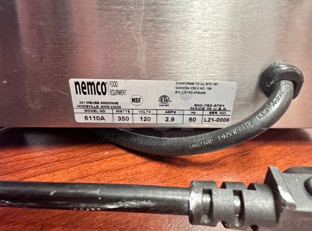 New Nemco 6110A Single Well Countertop Warmer, 4 qt. 115 Volt Tested and Working - Image 4 of 6