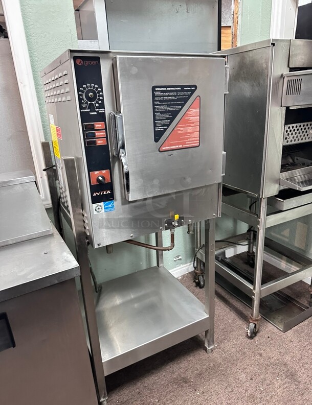Late Model Groen Intek XSG 5 Pan Gas Boilerless Convection Steamer Working  - Image 2 of 9