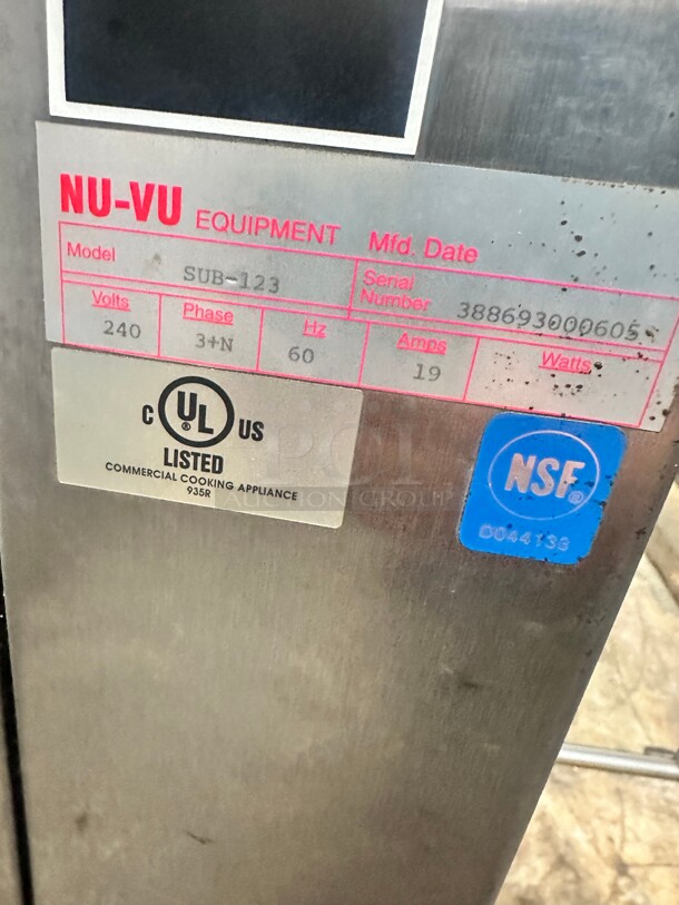 NU-VU Sub-123 Electric Proofer Oven with Heat and Humidity, 208v/3ph Working - Image 8 of 10
