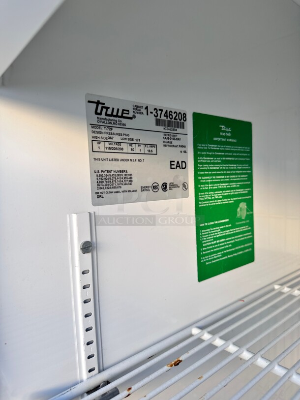 Excellent True T-72F 78 inch Three Section Reach In Freezer, (3) Solid Doors, 115v Working - Image 7 of 10