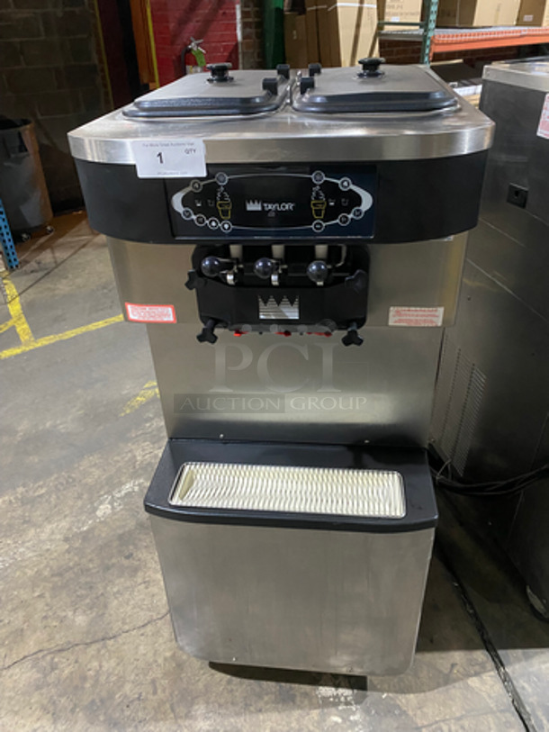 WOW! 2012 Taylor Crown Commercial 3 Handle Soft Serve Ice Cream Machine! All Stainless Steel! On Casters! Model: C713-33 SN: M2072517 208/230V 60HZ 3 Phase