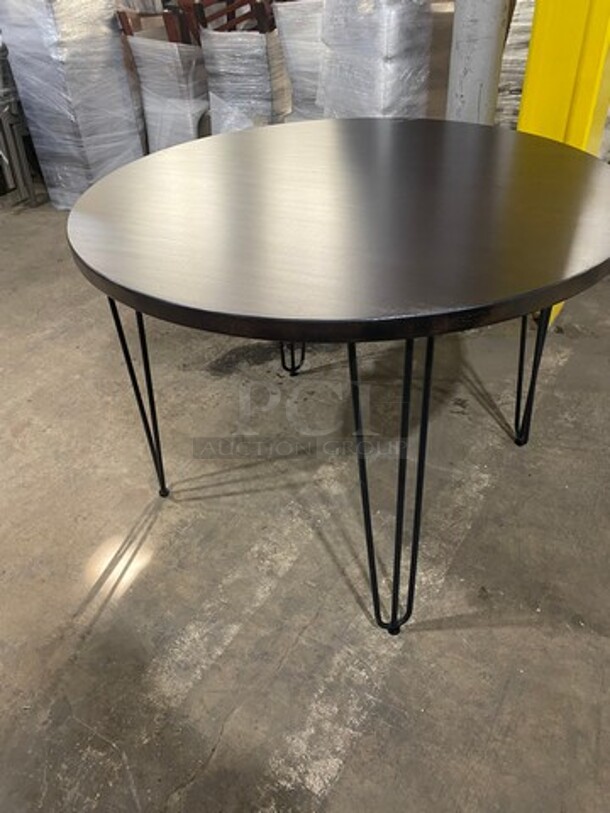 Brand New! Red Oak 42 Inch Round 1.5" Thick BUTCHER BLOCK Style Walnut Finish Dining Table! On Heavy Duty Metal Legs!  - Image 2 of 8