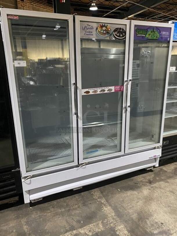 National Commercial 3 Door Reach In Freezer Merchandiser! With View Through Doors! With Poly Coated Racks! Model: ULG80BCP-6 SN: 0734819 115/208/230V 60HZ 1 Phase