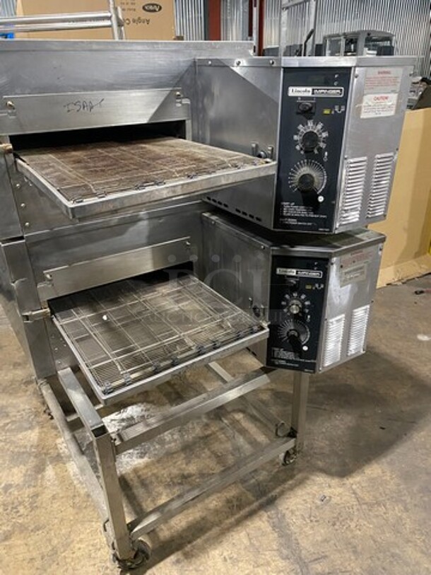 GREAT! Lincoln Commercial Electric Powered Double Deck Conveyor Pizza Oven! All Stainless Steel! On Casters! 2x Your Bid Makes One Unit! Model: 1130000A SN: 2024836 208V 60HZ 1 Phase - Image 3 of 10