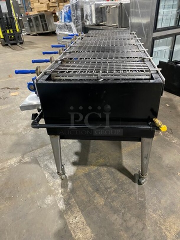 AMAZING FIND! Attias Commercial Natural Gas Powered Peruvian Style Dual Sided Rotating Charcoal Broiler Grill! All Stainless Steel! On Casters! - Image 3 of 12