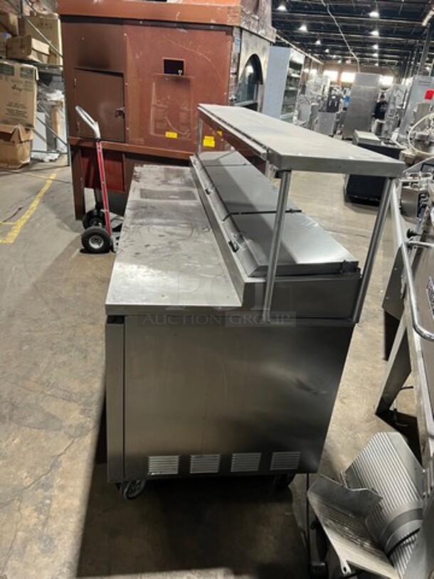 True Commercial Refrigerated 3 Door Pizza Prep Table! With Overhead Shelf! With Ticket Rail! All Stainless Steel! On Casters! Model: TPP93 SN: 4979455 115V 60HZ 1 Phase - Image 3 of 11