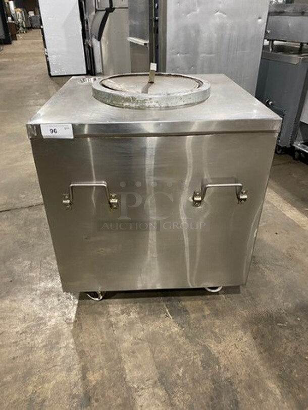 NICE! Bharat Overseas Commercial Gas Powered Tandoor Oven! With Lid! Solid Stainless Steel! On Casters! Model: TD166
