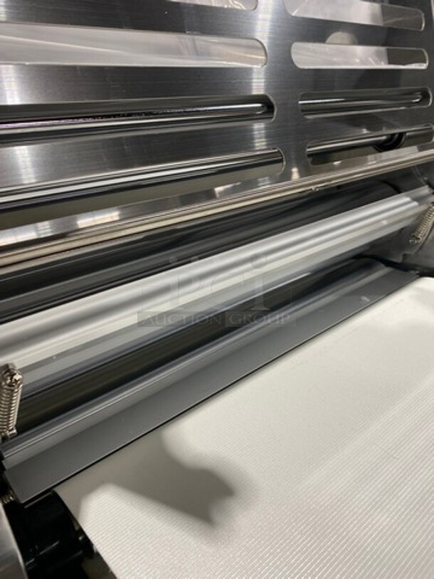 WOW! BRAND NEW! IN THE CRATE! Prepline Commercial Floor Style Reversible Dough Sheeter! Stainless Steel Body! Model: FSS120 SN: E21520179 120V 60HZ 1 Phase - Image 5 of 10
