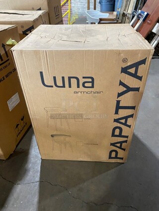 NEW Indoor/Outdoor Papatya Luna Stripe White Armchair! 4x Your Bid!