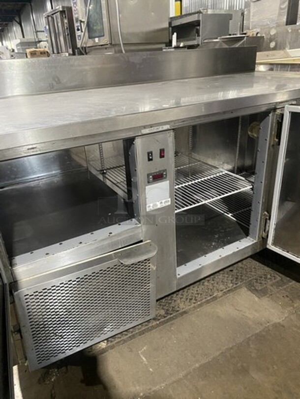 Custom Cool Refrigerated Lowboy/Worktop Cooler! With Raised Back Splash! All Stainless Steel! With 3 Door Cold Storage Underneath! 115V 1Phase! On Casters!  - Image 6 of 10