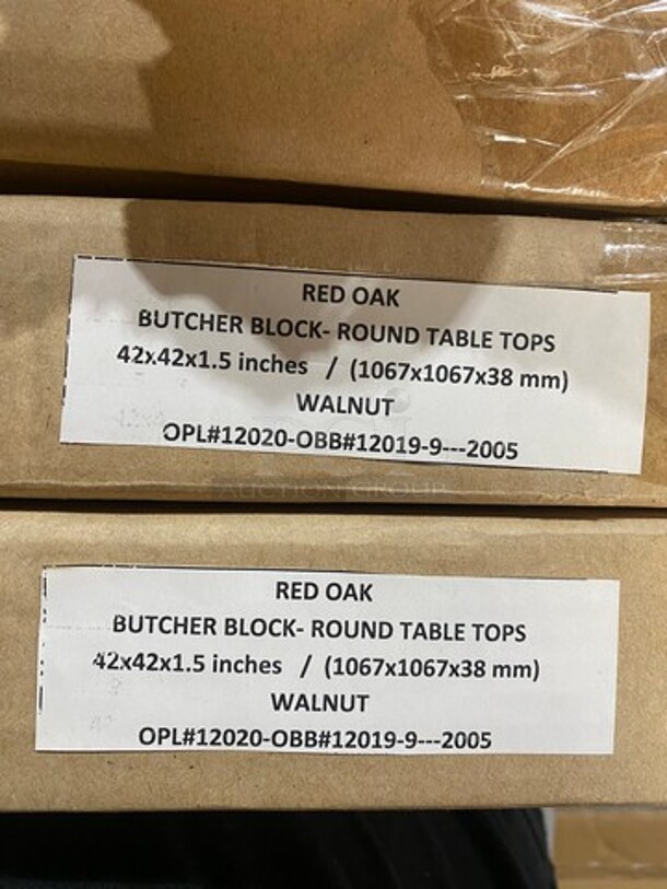 Brand New! Red Oak 42 Inch Round 1.5" Thick BUTCHER BLOCK Style Walnut Finish Dining Table! On Heavy Duty Metal Legs!  - Image 7 of 8