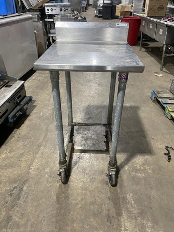 John Boos All Stainless Steel Commercial Open Base Worktable! With Raised Backsplash! On Legs!  - Image 1 of 8