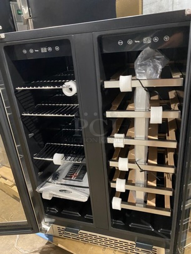 NEW! OUT OF THE BOX! SCRATCH-N-DENT! Whynter French Door Dual Zone Wine And Beer Can Cooler! With Through Doors! Wooden Wine Racks And Metal Racks! 20 Wine Bottle 60 Beer Can Capacity! Model: BWB2060FDS 115V - Image 5 of 10