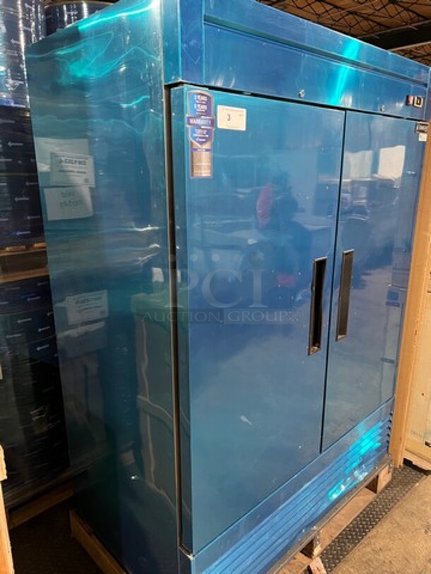 NICE! NEW! SCRATCH-N-DENT! Dukers Commercial 2 Door Reach In Freezer! Poly Coated Racks! All Stainless Steel! POWERS ON, DOES NOT GO DOWN TO TEMPETURE! Model: D55F SN: 1098000DUK210722210800791 115V - Image 5 of 5
