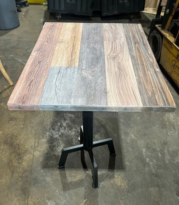 Wow! Brand New! OCS Barn Plank Finish Scratch Resistant Durowood Composite Bar Height Table!  Suitable For Indoor & Outdoor Use With Metal Bar Height Base! 24"x30"!  - Image 2 of 5