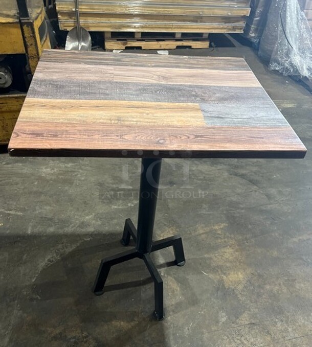 Wow! Brand New! OCS Barn Plank Finish Scratch Resistant Durowood Composite Bar Height Table!  Suitable For Indoor & Outdoor Use With Metal Bar Height Base! 24"x30"!  - Image 5 of 5
