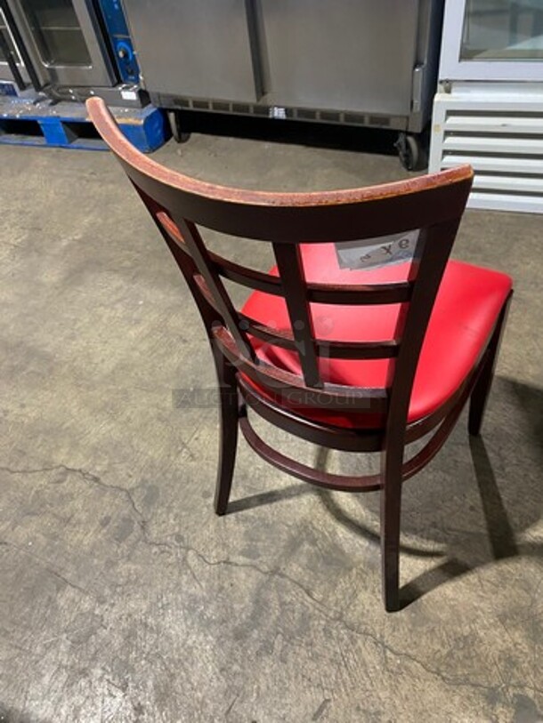 Red Cushioned Chairs! With Brown Wooden Body! 4x Your Bid! - Image 3 of 7