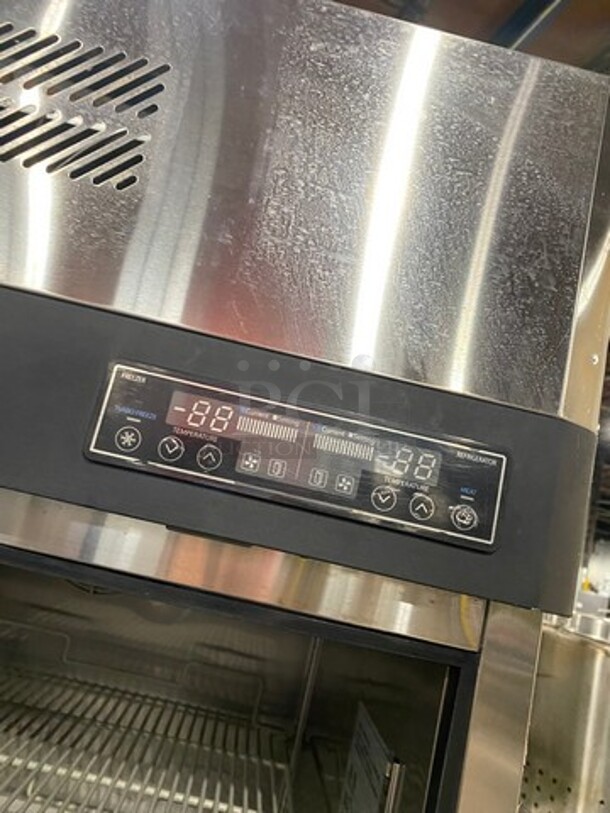 COOL! Turbo Air Commercial 2 Door Half Cooler Half Freezer Combo Unit! With Racks! All Stainless Steel! On Casters! Model: M3RF192N SN: H2M1RF2D7056 115V 60HZ 1 Phase - Image 8 of 9