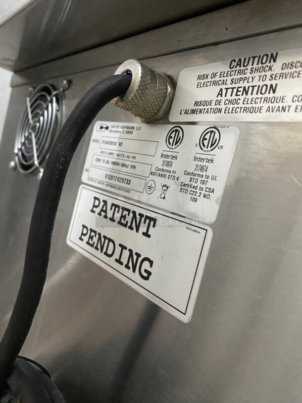 NICE! Carter Hoffmann Commercial Electric Powered 6 Drawer Crisp-N-Hold Station! All Stainless Steel! On Small Casters! Model: VCNH2W3SN2 SN: 012017629733 120V 60HZ 1 Phase! Working When Removed! - Image 7 of 8