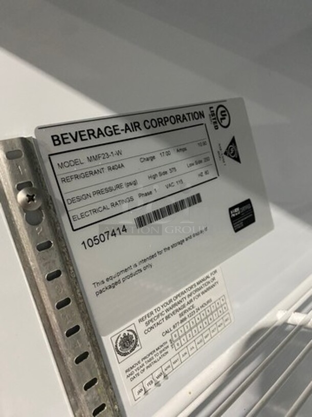 Beverage Air Commercial Single Door Reach In Freezer Merchandiser! With View Through Door! Poly Coated Racks! Model: MMF231W SN: 10507414 115V 60HZ 1 Phase - Image 7 of 8