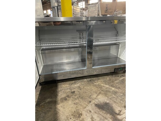 Maxx Cold Commercial Double Door Lowboy/ Worktop Cooler! With Poly Coated Rack! Solid Stainless Steel! On Casters! Model: MXCR60UA SN: 8218185 115V 60HZ 1 Phase - Image 5 of 12