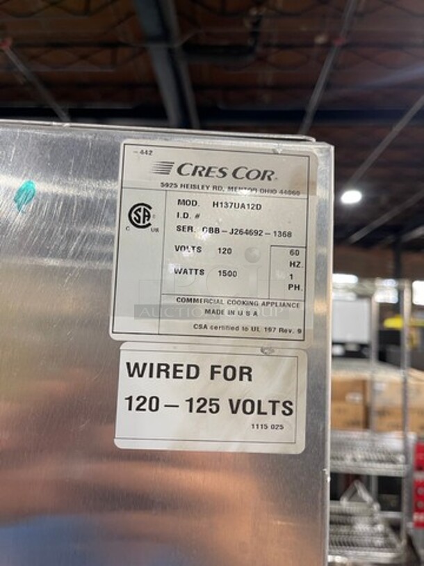 Cres Cor Commercial Insulated Warming/Proofing Cabinet! With 2 Half Doors! Holds Full Size Trays! All Stainless Steel! On Casters! WORKING WHEN REMOVED! Model: H137UA12D SN: GBBJ2646921368 120V 60HZ 1 Phase - Image 7 of 9