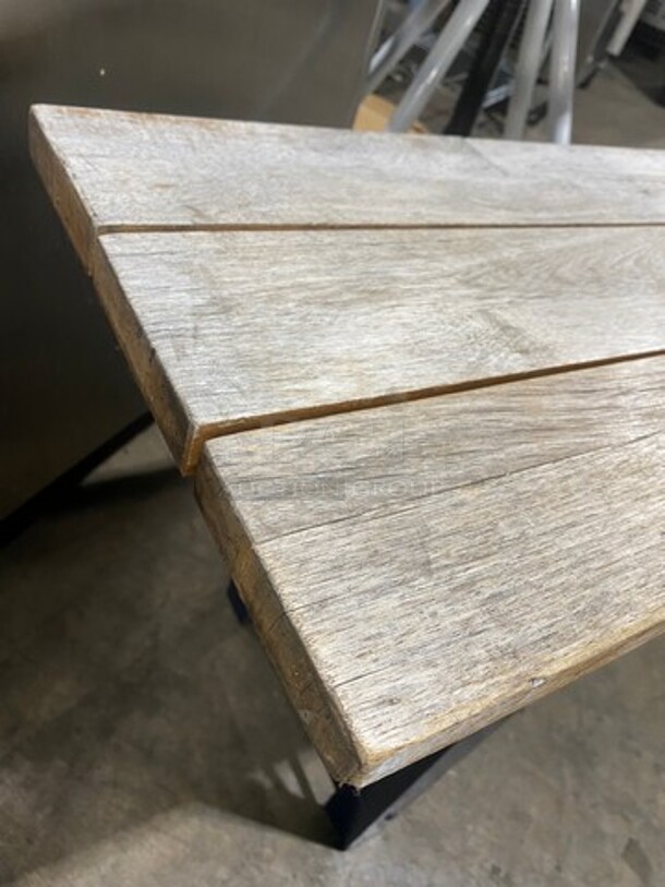 Wooden Outdoor Bench! With Metal Base! - Image 6 of 7