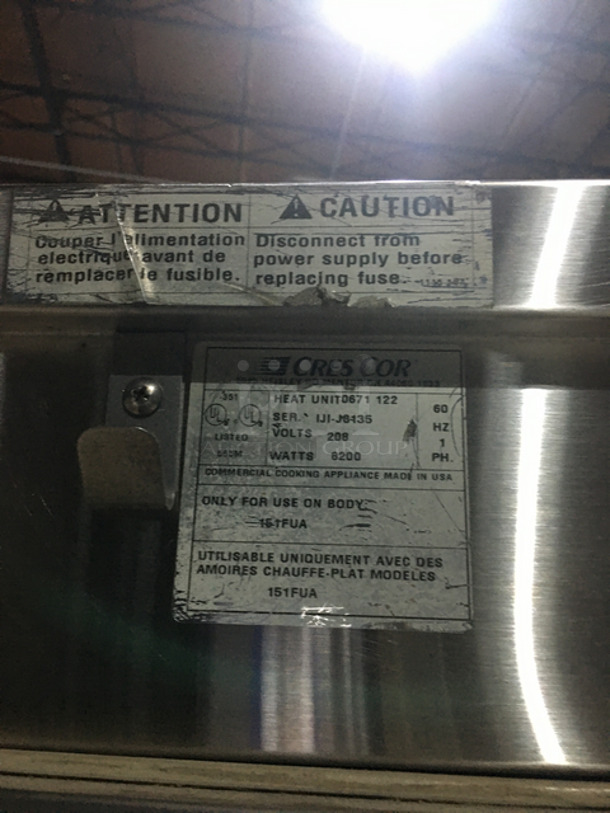  Cres Cor Commercial Roast-N-Hold Oven! With Split Doors! Electric! All Stainless Steel! On Casters! SN: IJIJ8135 208V 60HZ 1 Phase - Image 7 of 8