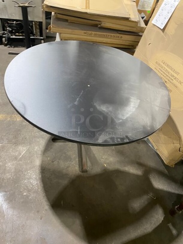 IN THE BOX! G & G Commercial 48" Round Black/ Mahogany Tabletops! With Metal Base! EACH LOT MAY HAVE DIFFERENT STYLE METAL BASE! EACH BOX HAS 2 TABLETOPS! 1 BOX PER LOT NUMBER! 2x Your Bid! - Image 7 of 7