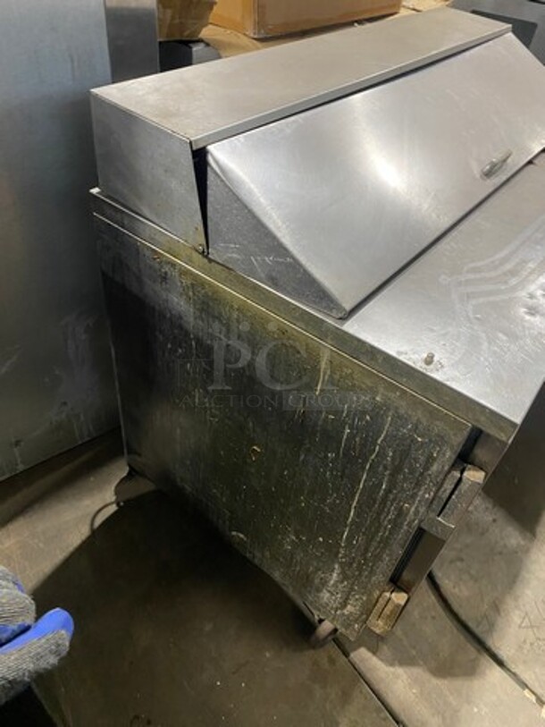 Beverage Air 60 Inch Sandwich Prep Table/Bain Marie! With 2 Door Cold Storage Underneath! Model SPE60-12! 115v 1 Phase! On Casters!  - Image 3 of 10