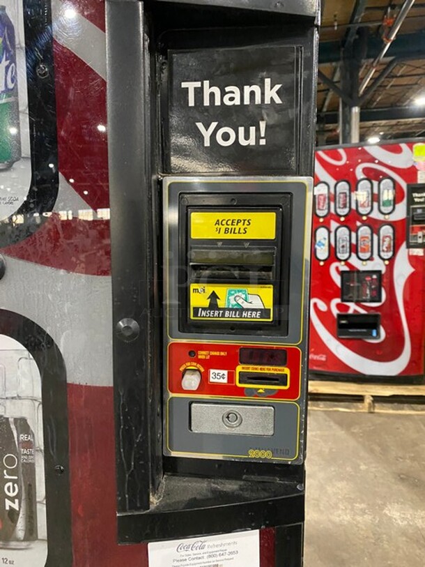SWEET! Dixie Narco Metal Commercial Can Vending Machine w/ Cash and Coin Acceptor! MODEL DN276E SN:09856706AZ 115V 1PH  - Image 7 of 9
