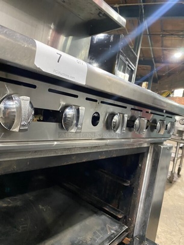 Imperial Commercial Natural Gas Powered 6 Burner Stove! With Raised Back Splash And Salamander Shelf! With Oven Underneath! All Stainless Steel! On Casters! - Image 9 of 10