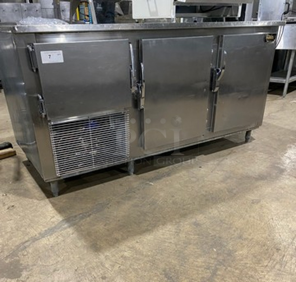 Leader Commercial 3 Door Under The Counter/ Work Top Cooler! With Poly Coated Racks! All Stainless Steel! On Legs! Model: LB72 SN: P1080724 115V 60HZ 1 Phase - Image 1 of 7
