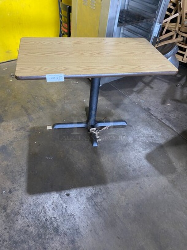 Wooden Pattern Top Rectangular Table! With Black Metal Base! 2x Your Bid - Image 1 of 5