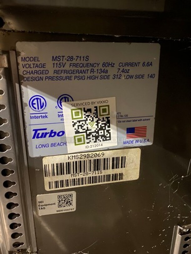 Turbo Air Commercial Single Door Reach In Freezer! All Stainless Steel! On Legs! Model: M3F241 SN: KMS29B2069 115V 60HZ 1 Phase - Image 6 of 10