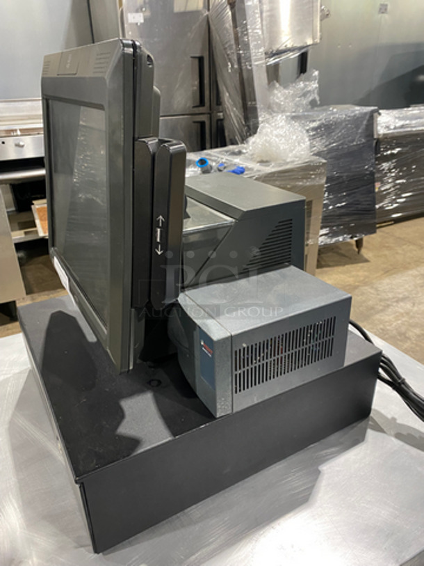 Countertop NCR Touchscreen Cashier Monitor! With Card Swipe! On Black Cash Box! With PowerVar Outlet Power Conditioner! - Image 2 of 9