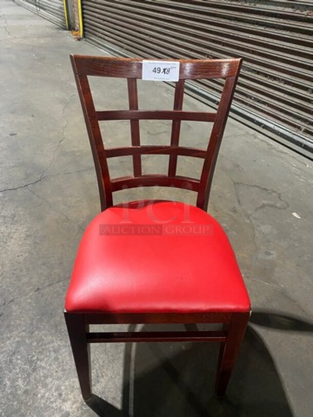 Red Cushioned Chairs! With Brown Wooden Body! 8x Your Bid!