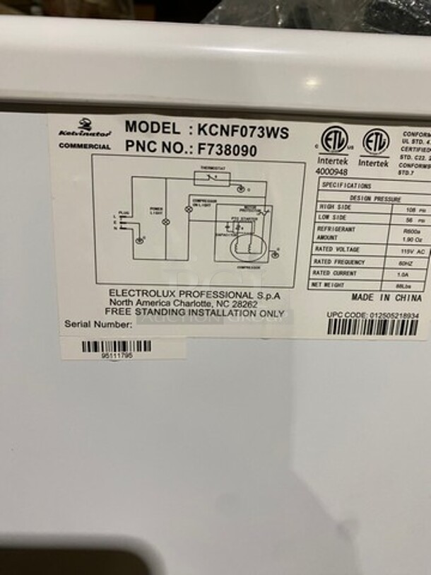 SCRATCH-N-DENT! Kelvinator Commercial Reach Down Freezer! Model: KCNF073WS SN: 95111795 115V - Image 8 of 10