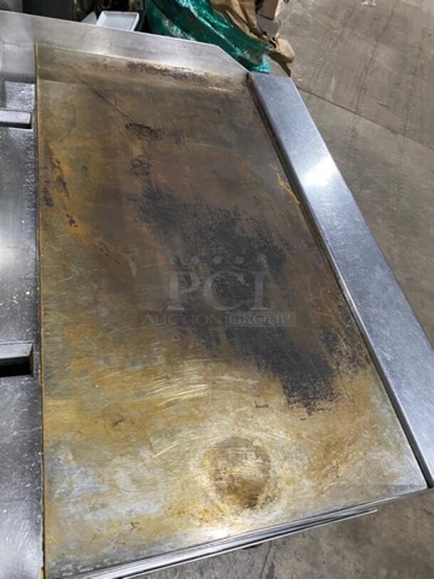 Garland Commercial Countertop Gas Powered Flat Griddle! With Back And Side Splashes! On Equipment Stand! With Storage Space Underneath! All Stainless Steel! On Casters! - Image 5 of 8