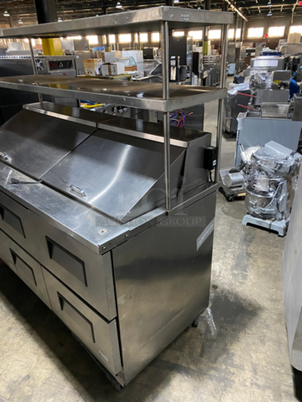 FAB! True Commercial Refrigerated Sandwich Prep Table! With 6 Drawers Underneath! With Overhead Serving Shelves! All Stainless Steel! Model: TFP7230MD6 SN: 7801014 115V 60HZ 1 Phase - Image 2 of 11