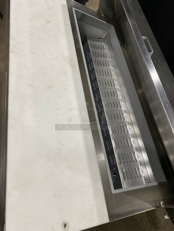 Continental Commercial Refrigerated Sandwich Prep Table! With 2 Door Storage Space Underneath! All Stainless Steel! On Casters! With Commercial Cutting Board! MODEL SW4812 SN: 14866581 115V 1PH - Image 7 of 9