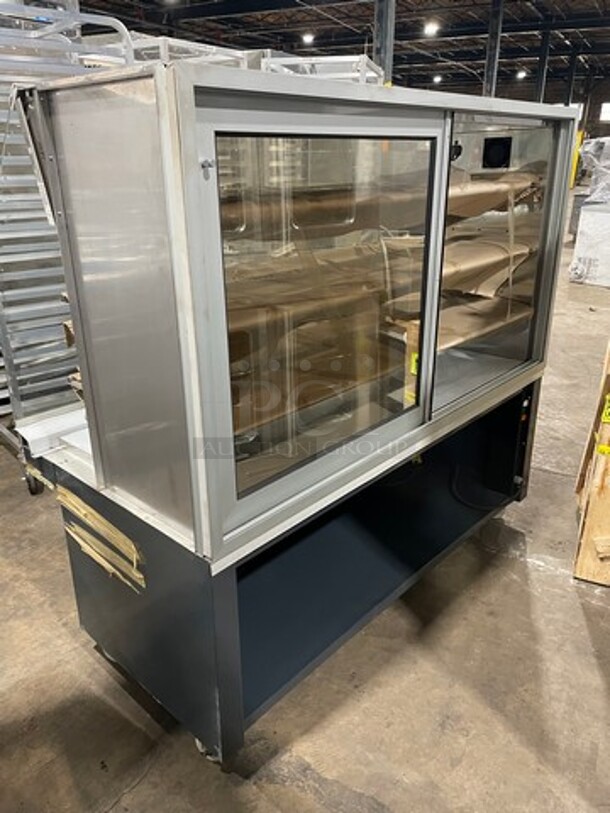 WOW! NEW! Commercial Display Case Merchandiser! With Curved Front Glass! With Sliding Rear Access Doors! Stainless Steel Body! - Image 3 of 10