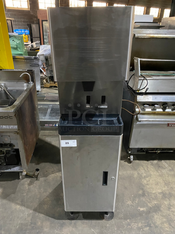 COOL! Hoshizaki Commercial Free Standing Ice Maker/Dispenser And Water Dispenser! All Stainless Steel! On Legs! Model: DCM-270BAH-OS SN: T02451H 115/120V 60HZ 1 Phase