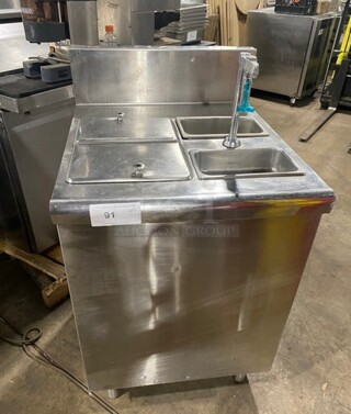 Stainless-Steel Custom-Made workstation/ serve station insolated ice bin waterspout sink!