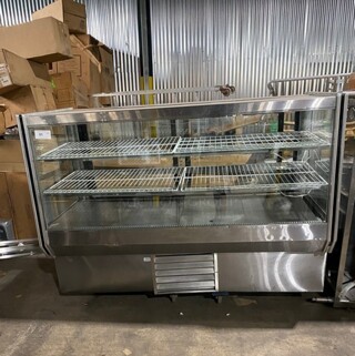 Leader Commercial Refrigerated Bakery/Deli Case! With Slanted Front Glass! With Sliding Rear Access Doors! All Stainless Steel Body! Model: HBK77 SN: PS063232 115V 60HZ 1 Phase