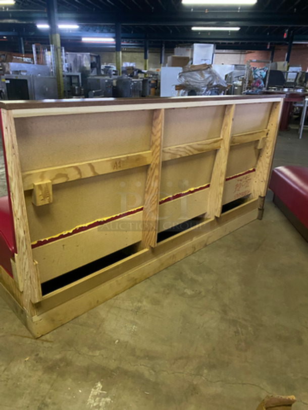 NEW! Single Sided Red Cushioned Booth Seat! With Wooden Outline! Perfect For Up Against The Wall! Can Be Connected To Any Of The Booths Listed! - Image 3 of 6