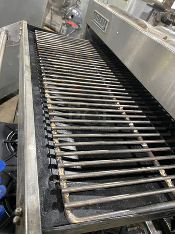 WOW! Garland Commercial Natural Gas Powered 6 Burner Stove! With Oven Underneath! Metal Oven Racks! With Raised Backsplash! With Salamander! All Stainless Steel! On Legs! - Image 9 of 10