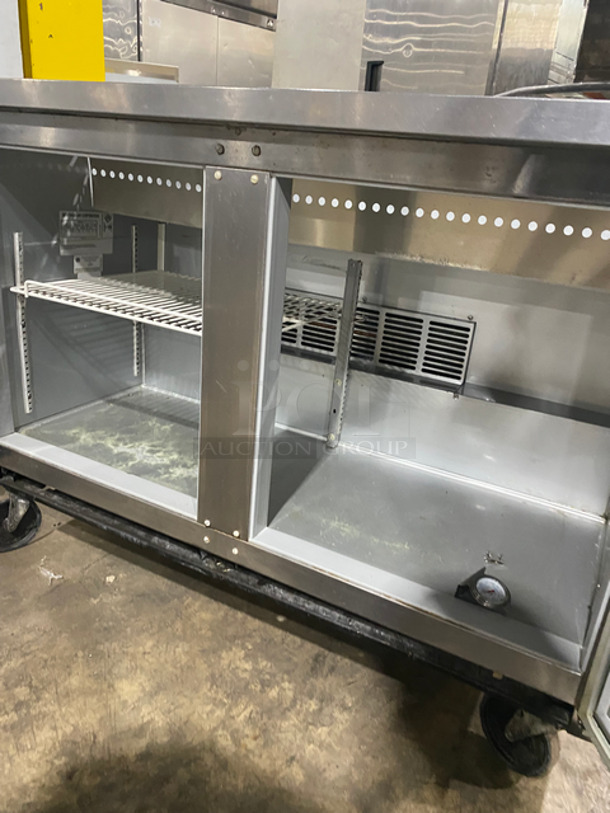 Beverage Air Commercial Refrigerated Sandwich Prep Table! With 2 Door Underneath Storage Space! With Poly Coated Racks! All Stainless Steel! On Casters! Model: SPE4812 115V 60HZ 1 Phase - Image 6 of 8
