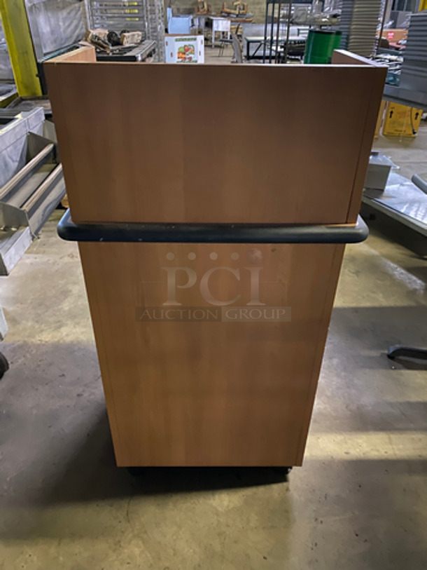 Wooden Pattern Trash Can Shell! With Tray Return, Deposit Hole, Front Door And Black Poly Trash Bin! - Image 4 of 7